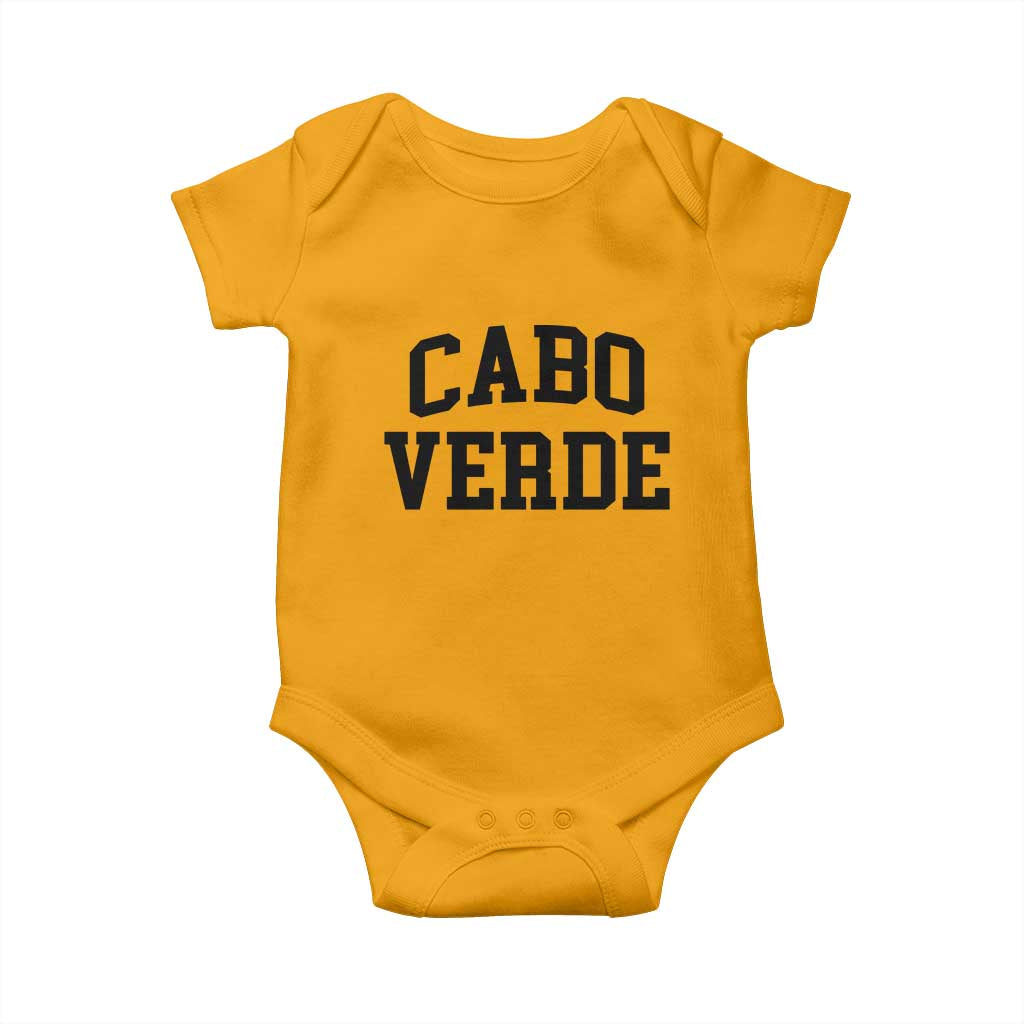 Cabo Verde Returns Home National Pride Varsity Style Baby Onesie Cape Verde Minimalist Text Graphic