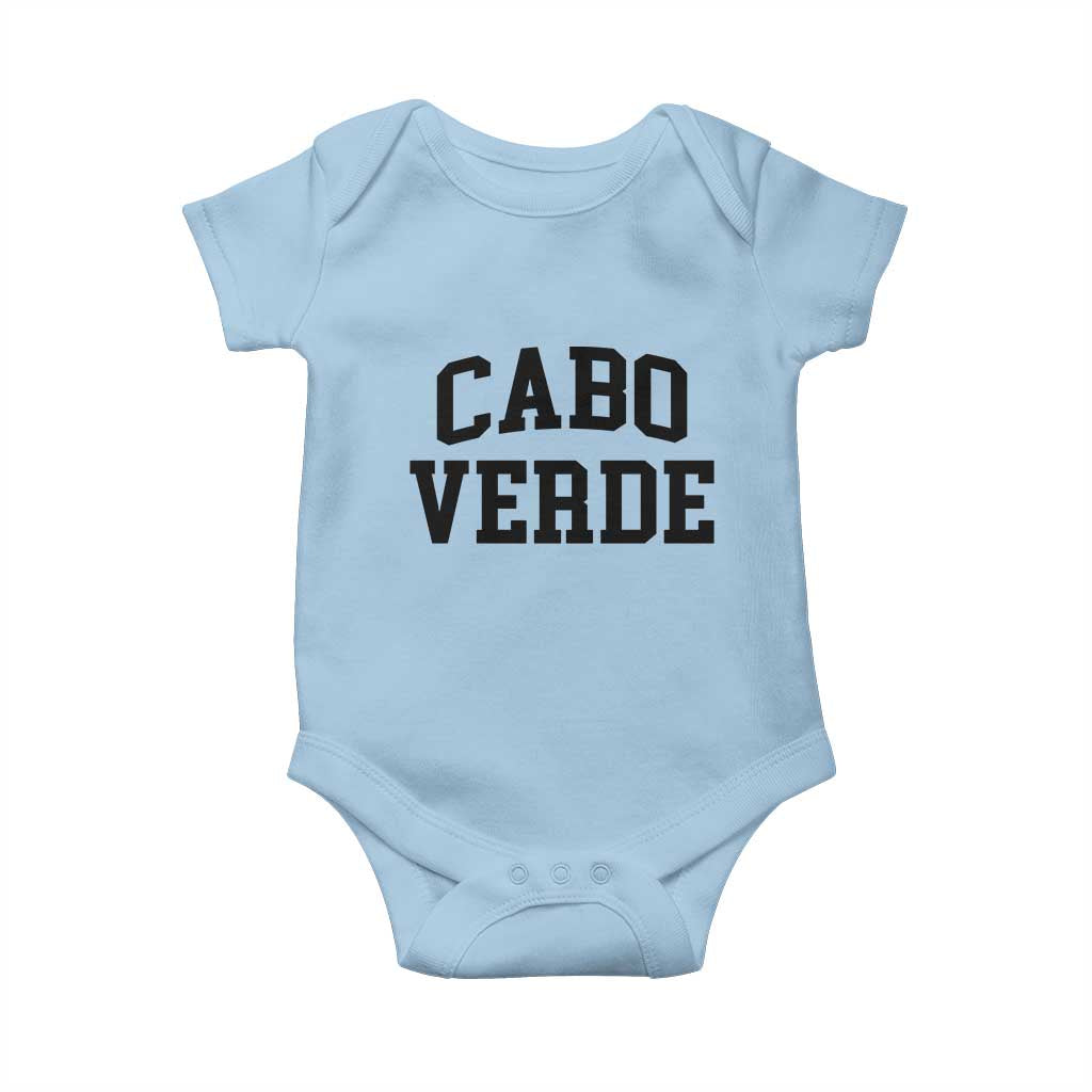 Cabo Verde Returns Home National Pride Varsity Style Baby Onesie Cape Verde Minimalist Text Graphic