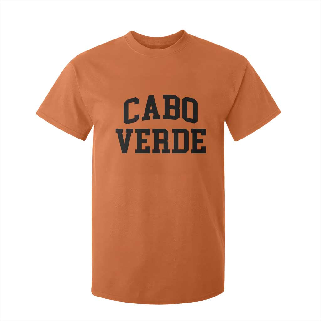 Cabo Verde Returns Home National Pride Varsity Style T Shirt For Kid Cape Verde Minimalist Text Graphic