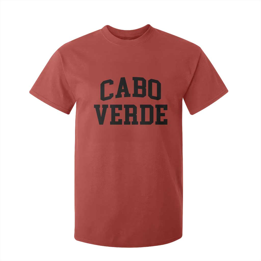 Cabo Verde Returns Home National Pride Varsity Style T Shirt For Kid Cape Verde Minimalist Text Graphic
