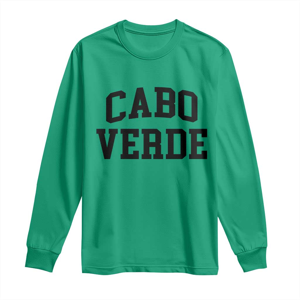 Cabo Verde Returns Home National Pride Varsity Style Long Sleeve Shirt Cape Verde Minimalist Text Graphic