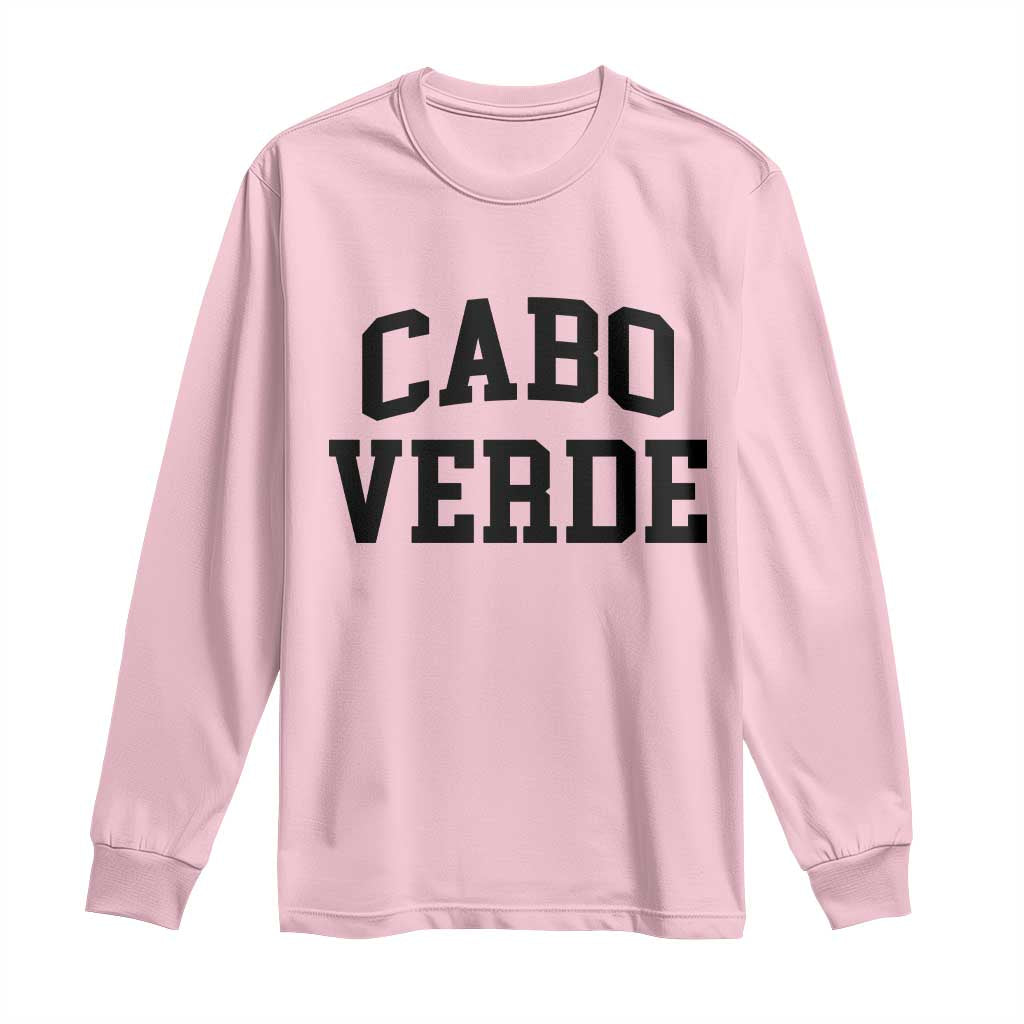 Cabo Verde Returns Home National Pride Varsity Style Long Sleeve Shirt Cape Verde Minimalist Text Graphic