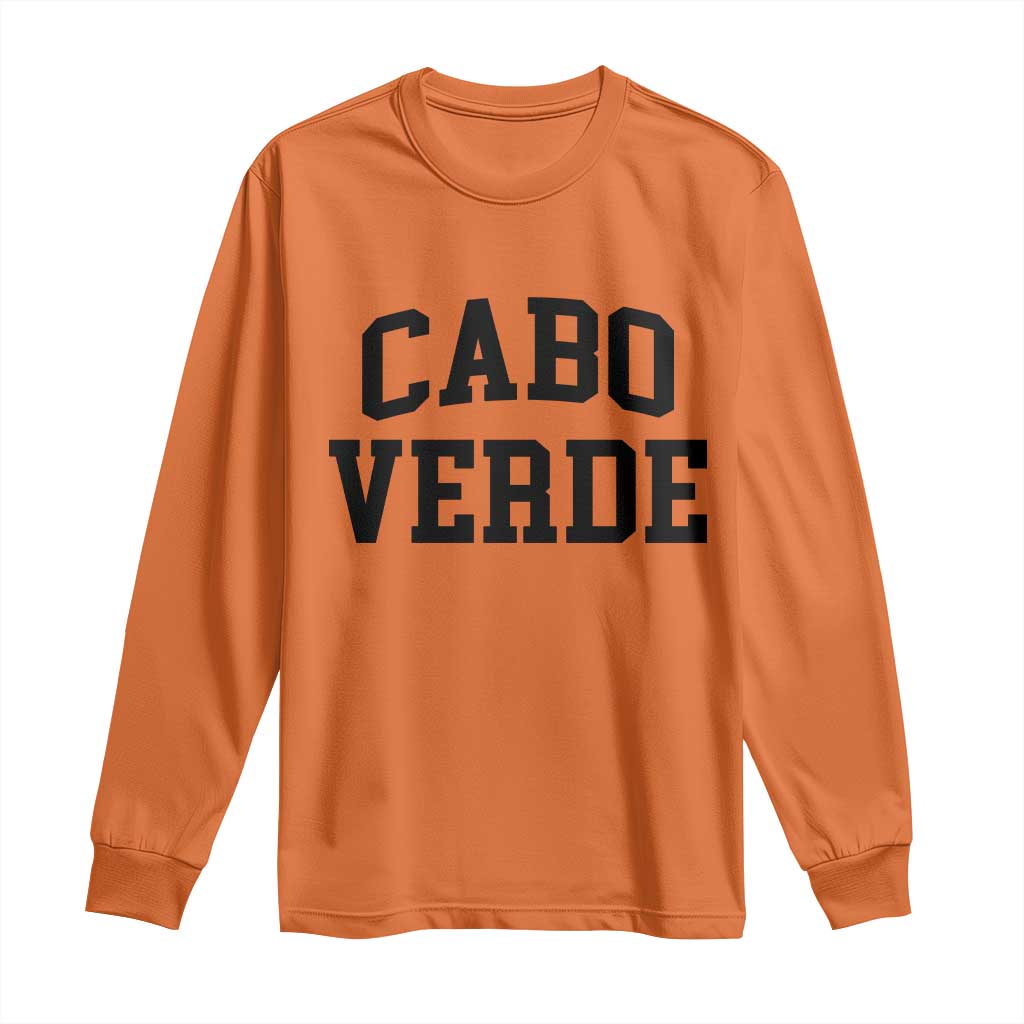 Cabo Verde Returns Home National Pride Varsity Style Long Sleeve Shirt Cape Verde Minimalist Text Graphic