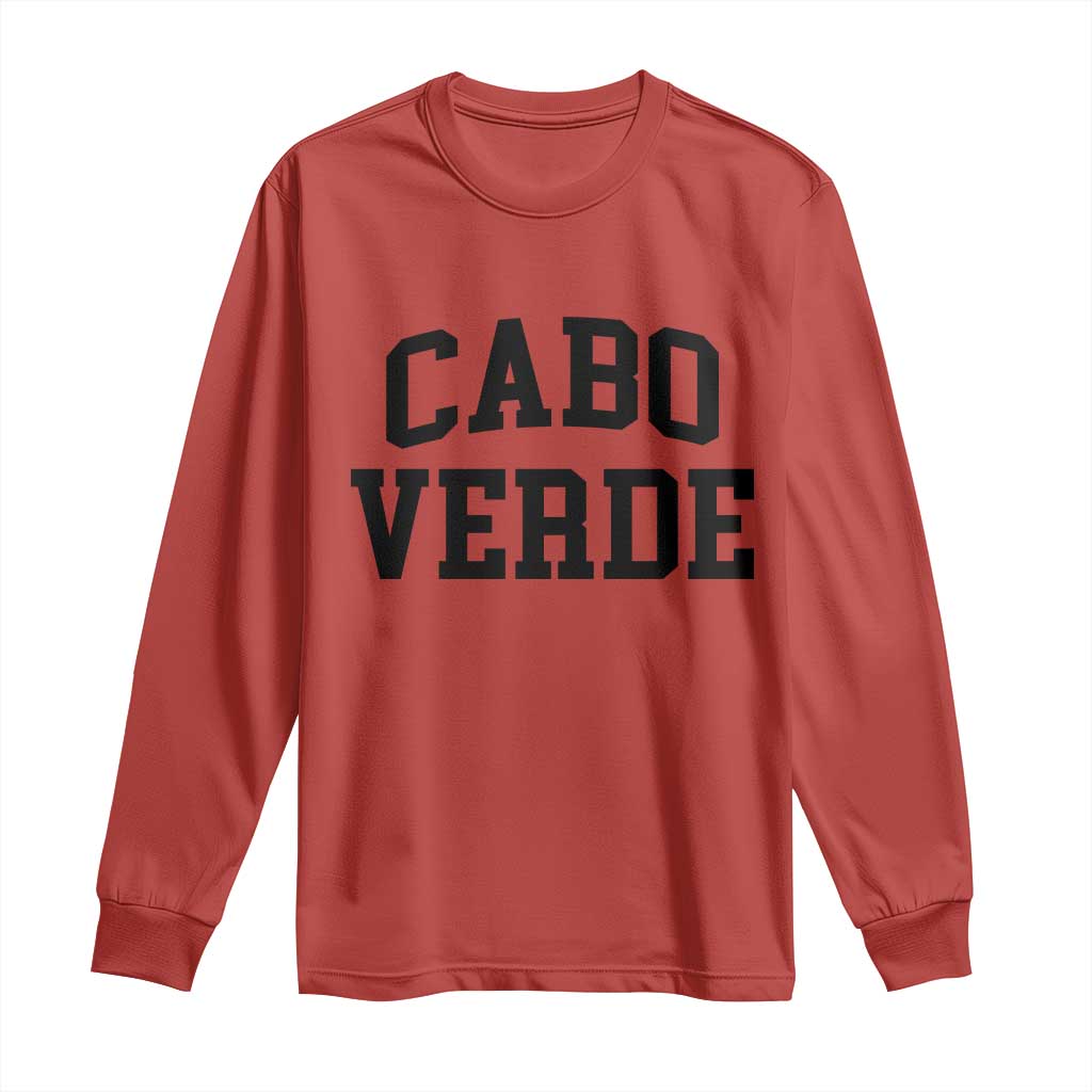 Cabo Verde Returns Home National Pride Varsity Style Long Sleeve Shirt Cape Verde Minimalist Text Graphic