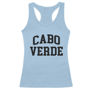 Cabo Verde Returns Home National Pride Varsity Style Racerback Tank Top Cape Verde Minimalist Text Graphic