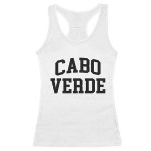 Cabo Verde Returns Home National Pride Varsity Style Racerback Tank Top Cape Verde Minimalist Text Graphic
