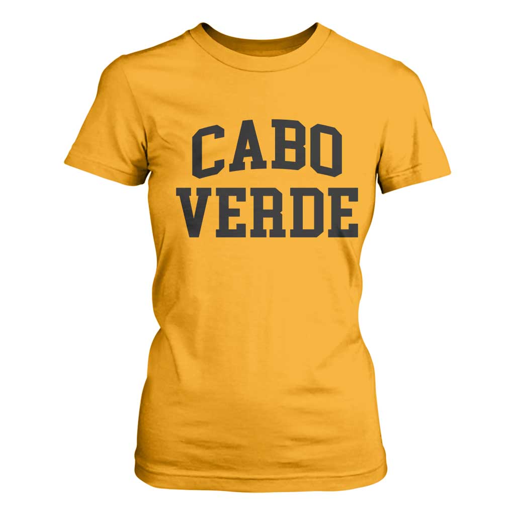 Cabo Verde Returns Home National Pride Varsity Style T Shirt For Women Cape Verde Minimalist Text Graphic