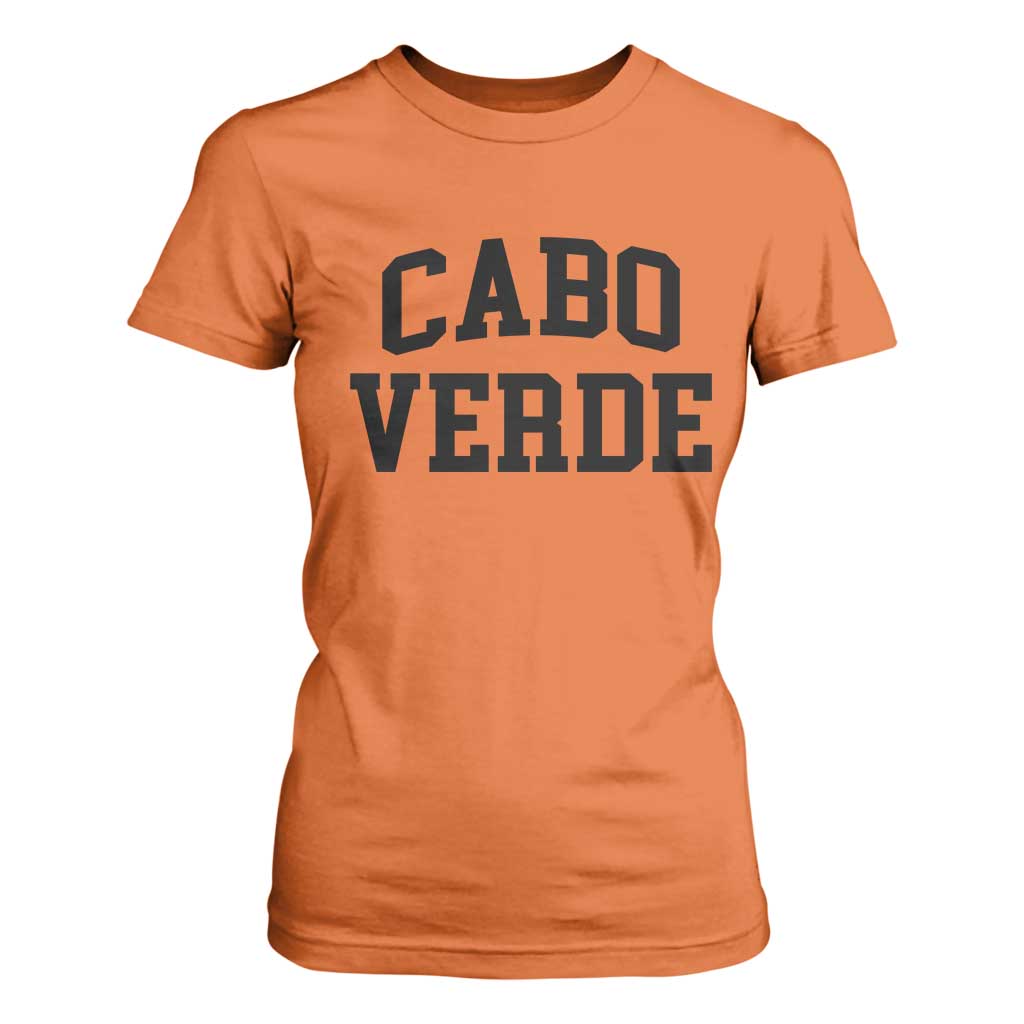 Cabo Verde Returns Home National Pride Varsity Style T Shirt For Women Cape Verde Minimalist Text Graphic