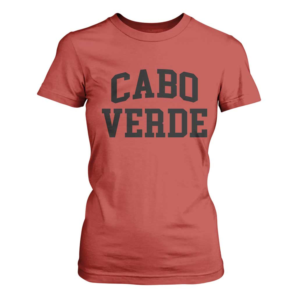 Cabo Verde Returns Home National Pride Varsity Style T Shirt For Women Cape Verde Minimalist Text Graphic