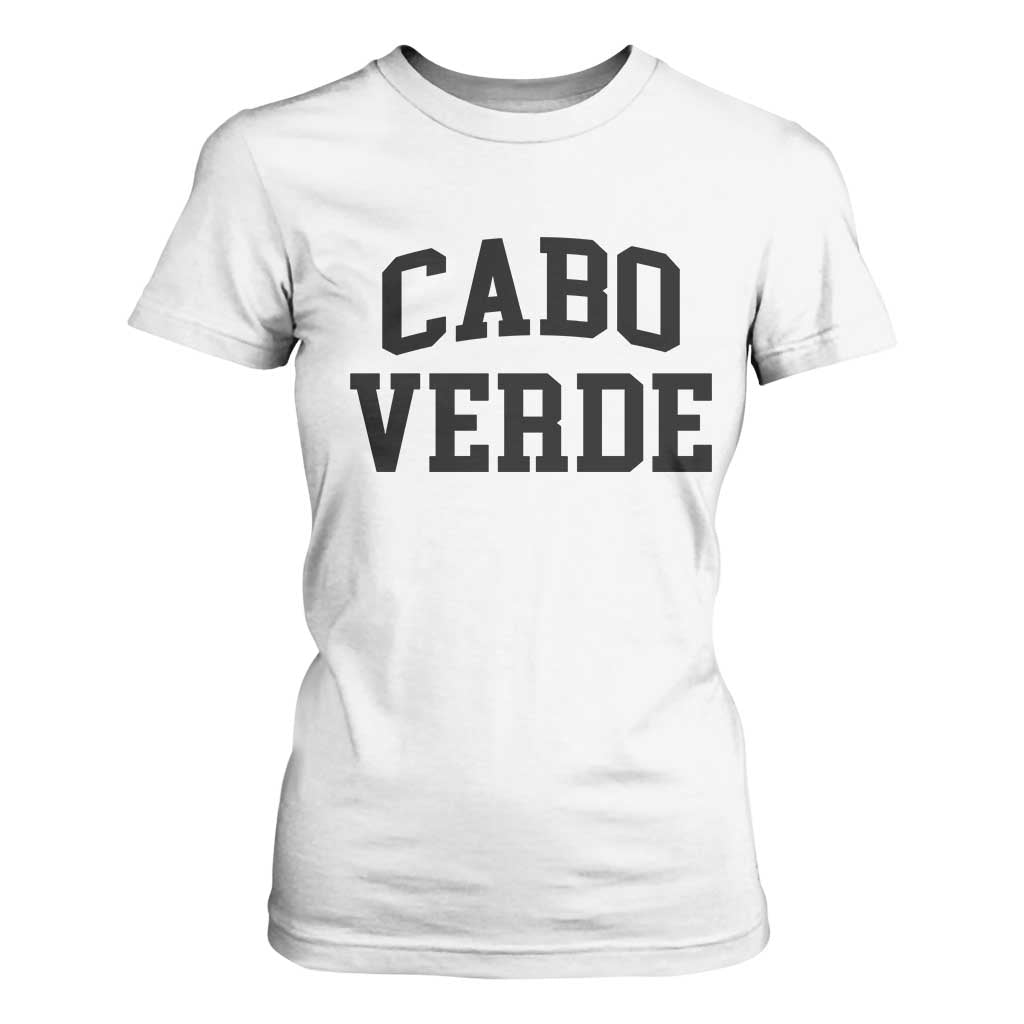 Cabo Verde Returns Home National Pride Varsity Style T Shirt For Women Cape Verde Minimalist Text Graphic