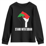 Stand With Sudan Power Fist Youth Sweatshirt Sudan Flag Activist Peace and Protest