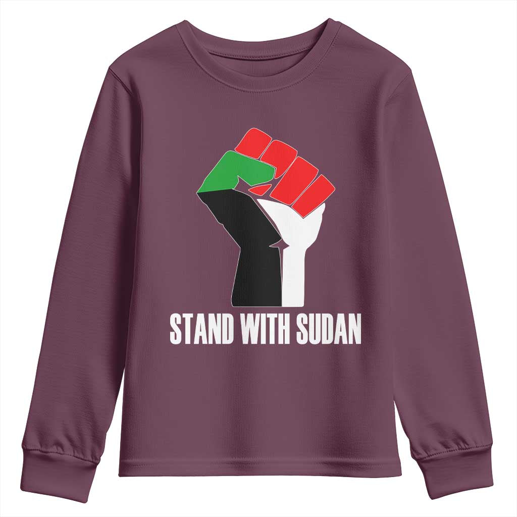 Stand With Sudan Power Fist Youth Sweatshirt Sudan Flag Activist Peace and Protest