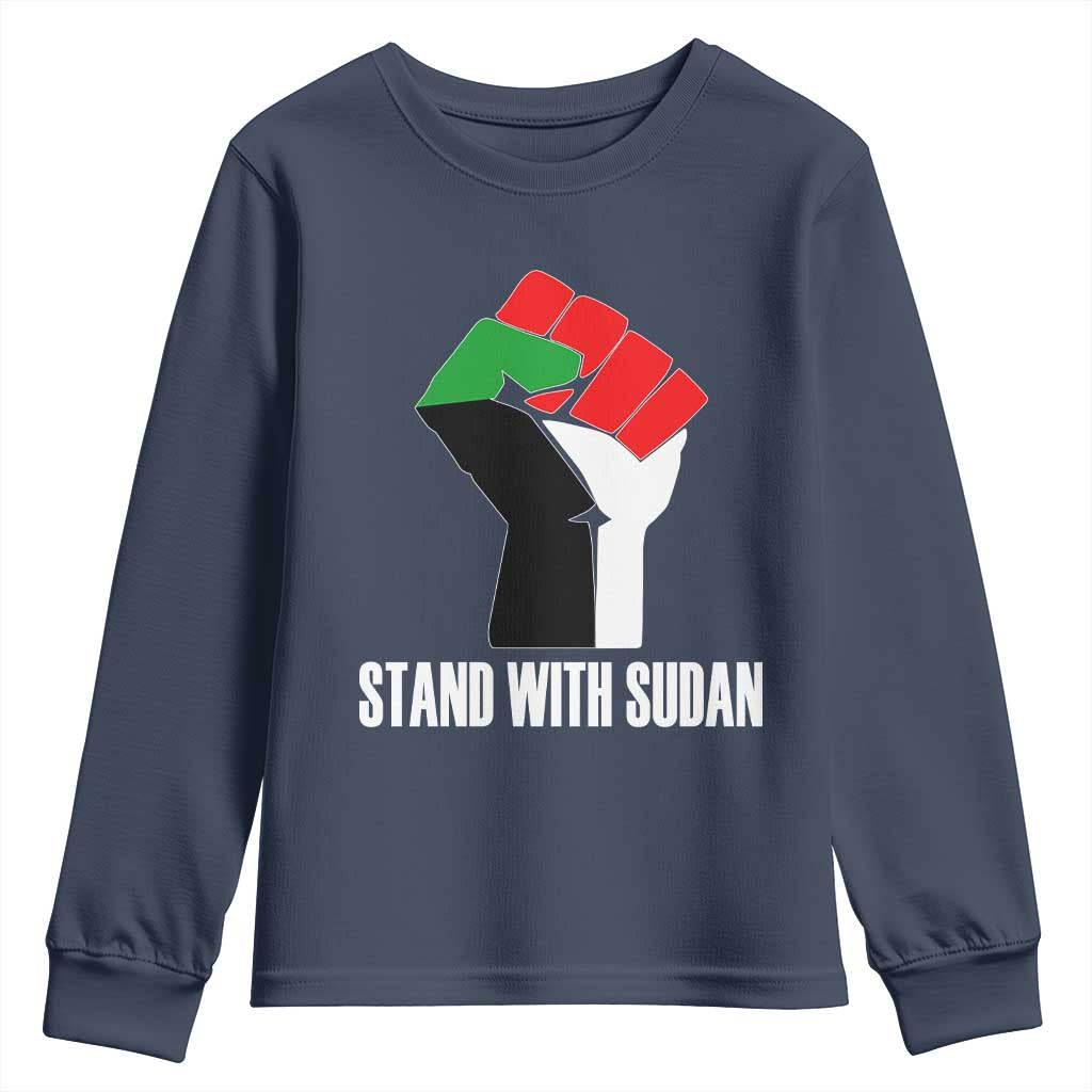 Stand With Sudan Power Fist Youth Sweatshirt Sudan Flag Activist Peace and Protest