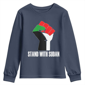 Stand With Sudan Power Fist Youth Sweatshirt Sudan Flag Activist Peace and Protest