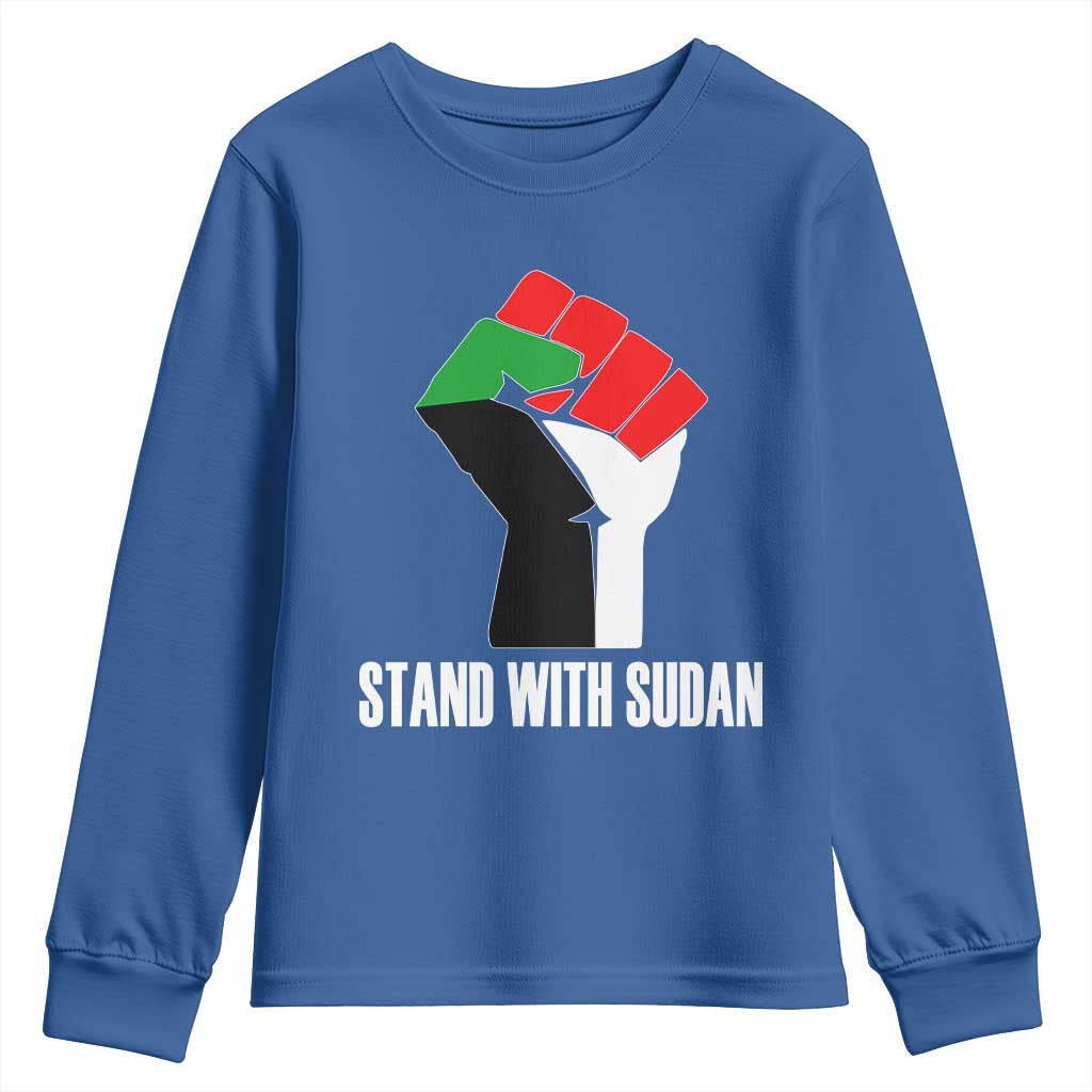 Stand With Sudan Power Fist Youth Sweatshirt Sudan Flag Activist Peace and Protest