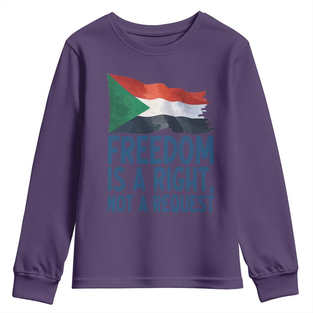 Freedom Is a Right Not a Request Youth Sweatshirt Sudan Flag Human Rights Supporters