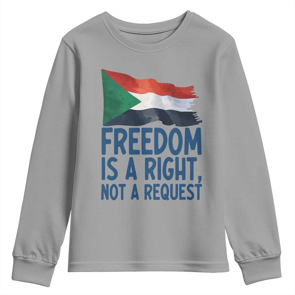 Freedom Is a Right Not a Request Youth Sweatshirt Sudan Flag Human Rights Supporters