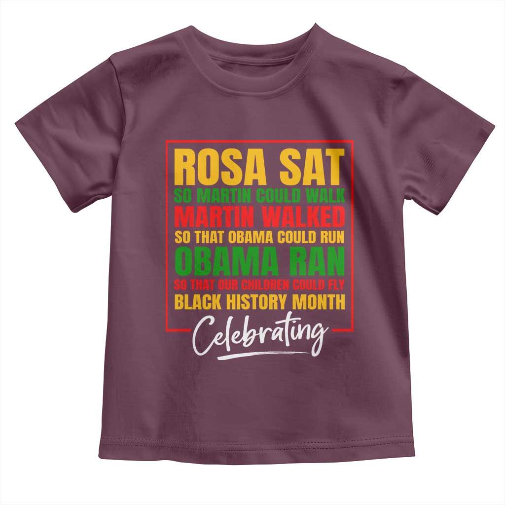 Celebrate Black History Month Baby Shirt Rosa Sat Martin Walked Obama Ran So Our Children Could Fly Inspiration