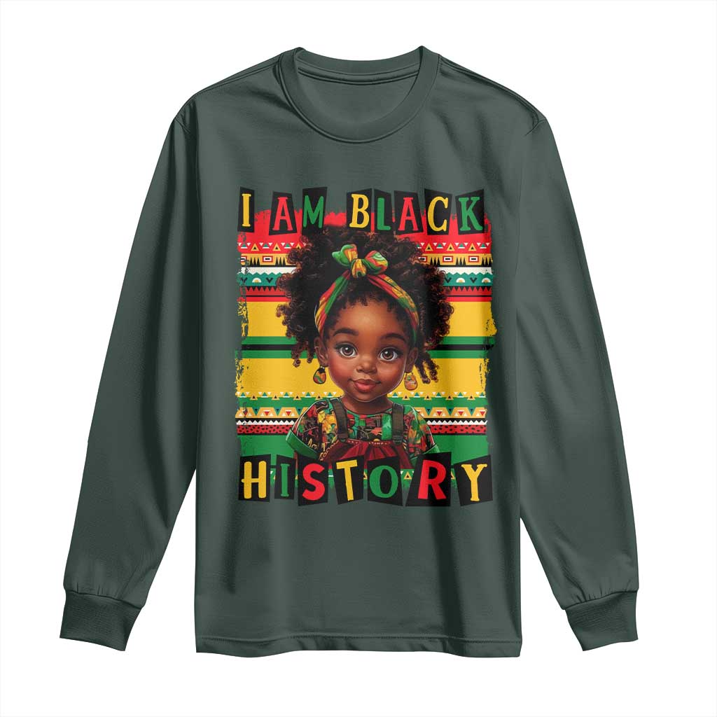 I Am Black History Long Sleeve Shirt Black Melanin Kids Girls