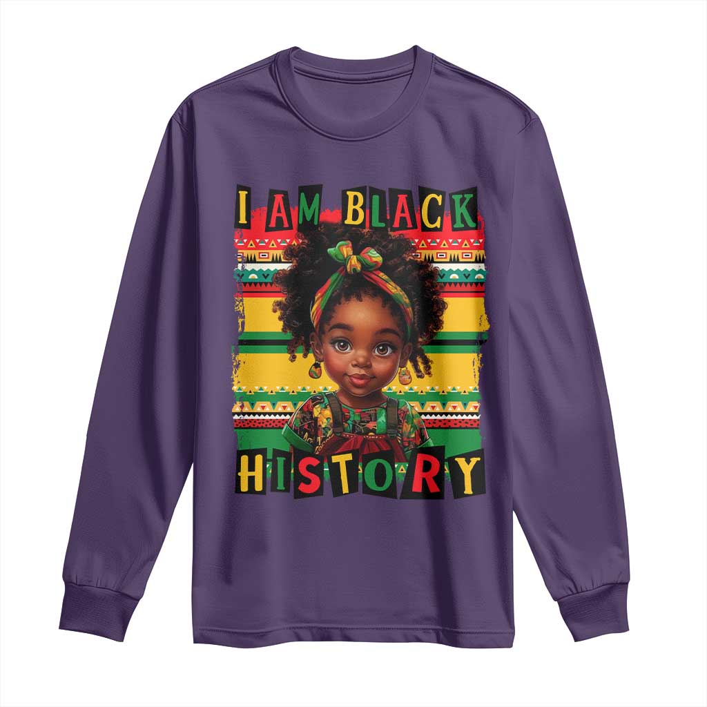 I Am Black History Long Sleeve Shirt Black Melanin Kids Girls