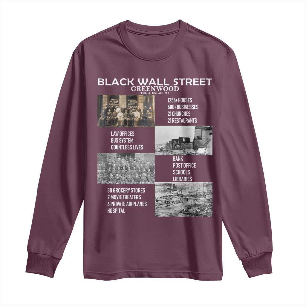 Black Wall Street Long Sleeve Shirt Greenwood African American Remembrance