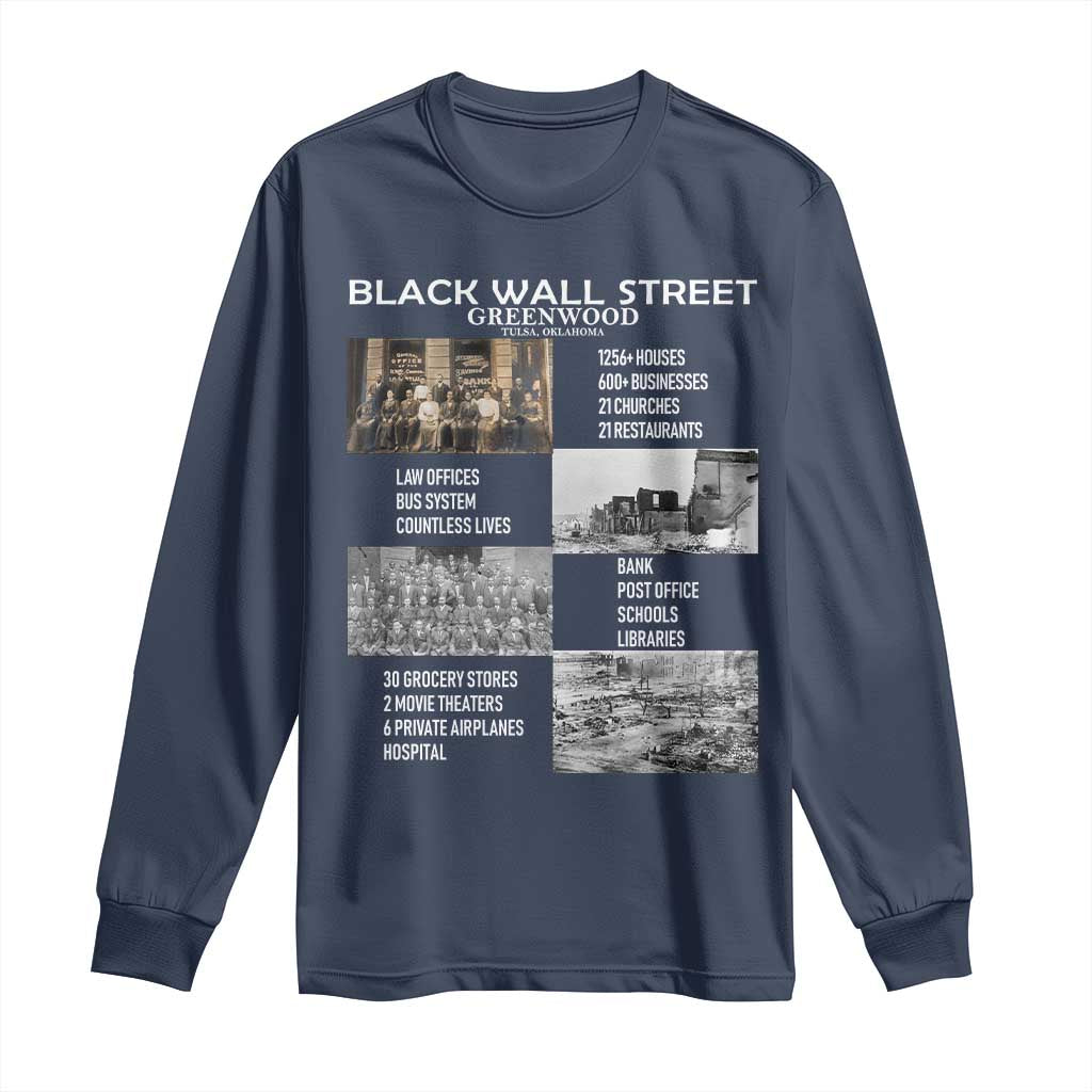 Black Wall Street Long Sleeve Shirt Greenwood African American Remembrance