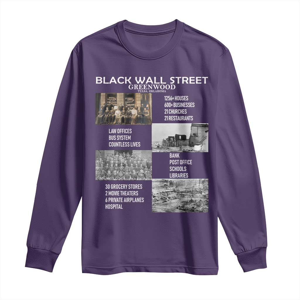 Black Wall Street Long Sleeve Shirt Greenwood African American Remembrance