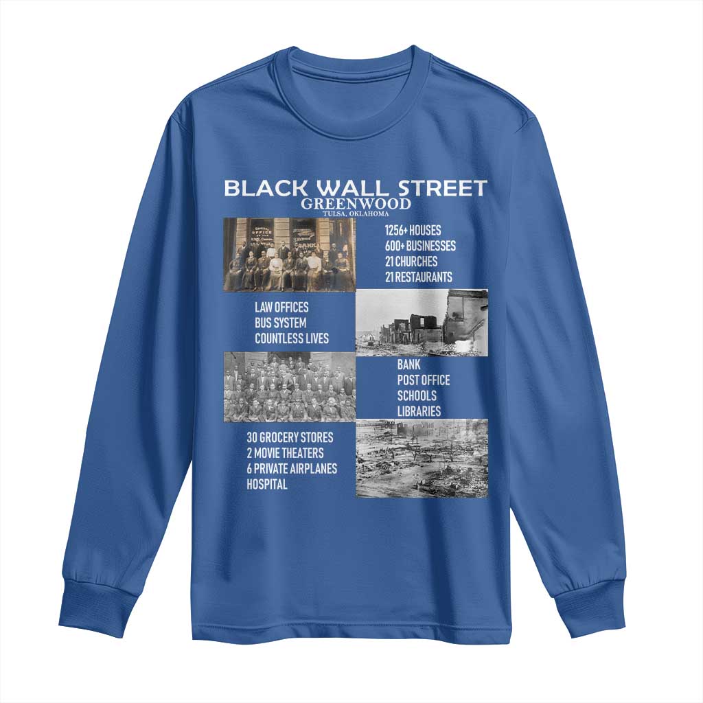 Black Wall Street Long Sleeve Shirt Greenwood African American Remembrance