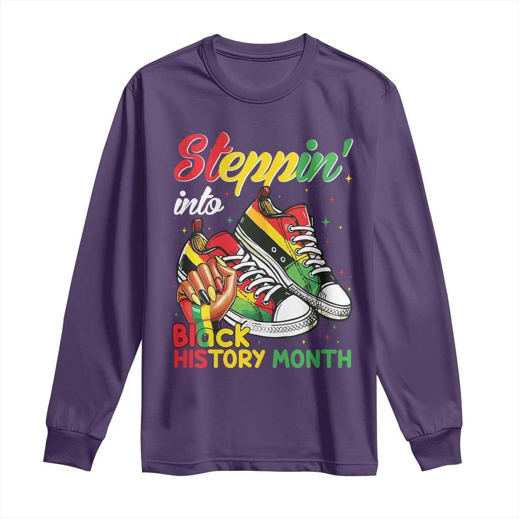 Stepping Into Black History Month Long Sleeve Shirt Proud Black Girls Sneakers