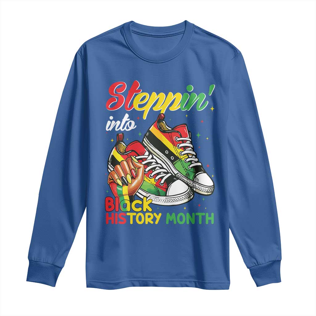 Stepping Into Black History Month Long Sleeve Shirt Proud Black Girls Sneakers