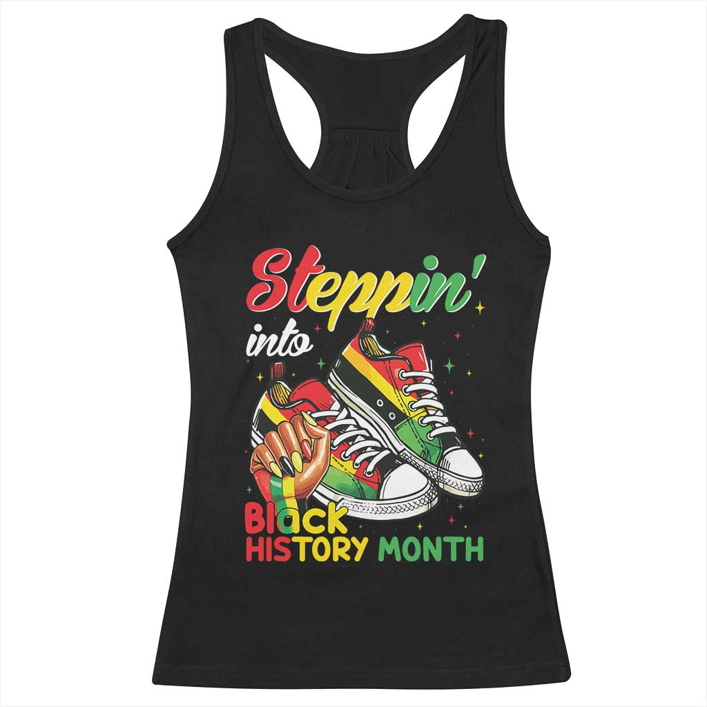 Stepping Into Black History Month Racerback Tank Top Proud Black Girls Sneakers
