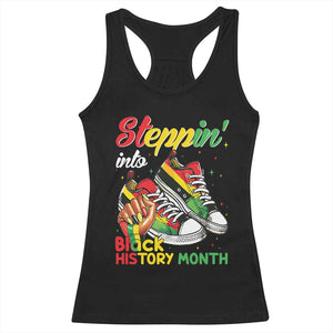 Stepping Into Black History Month Racerback Tank Top Proud Black Girls Sneakers
