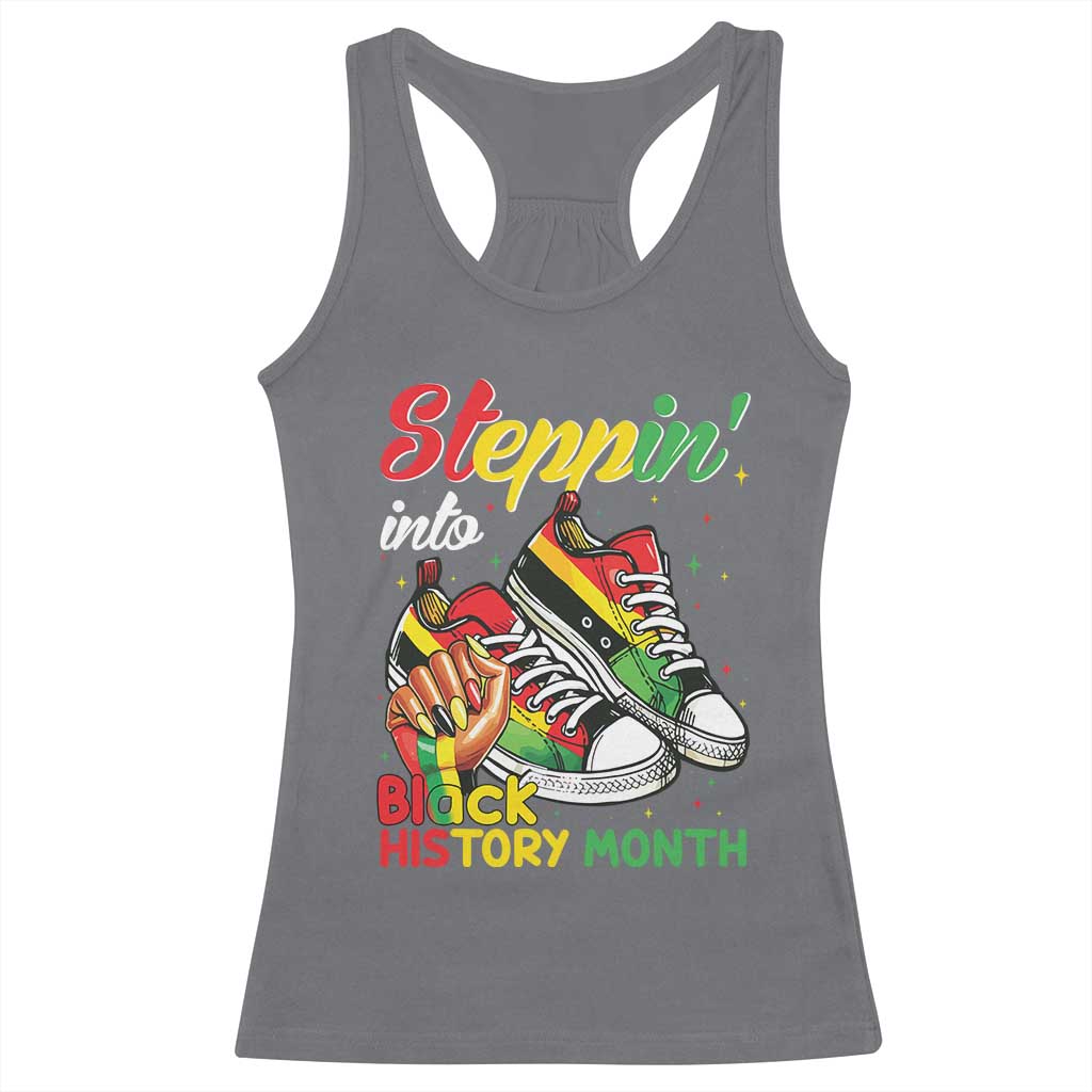 Stepping Into Black History Month Racerback Tank Top Proud Black Girls Sneakers