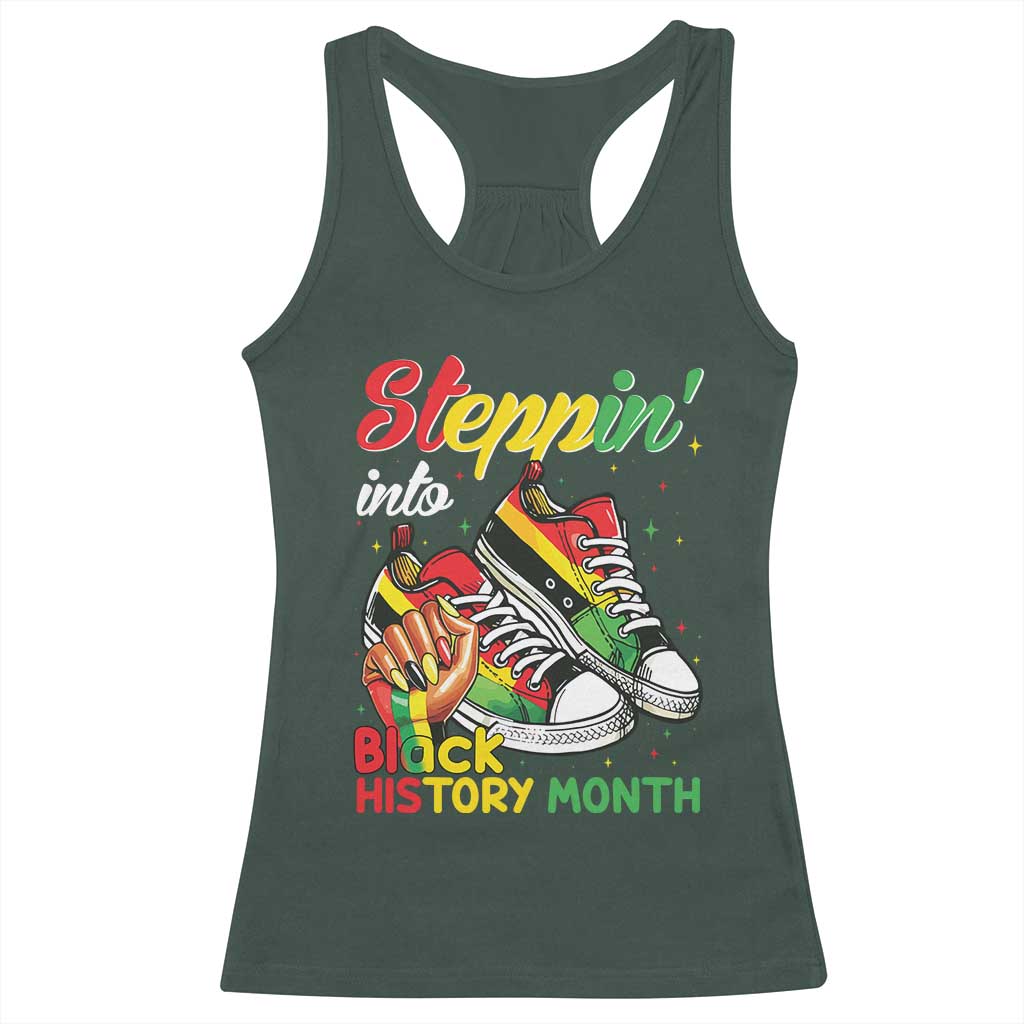 Stepping Into Black History Month Racerback Tank Top Proud Black Girls Sneakers