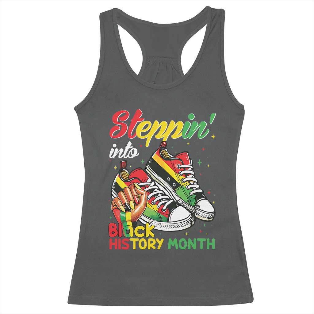 Stepping Into Black History Month Racerback Tank Top Proud Black Girls Sneakers