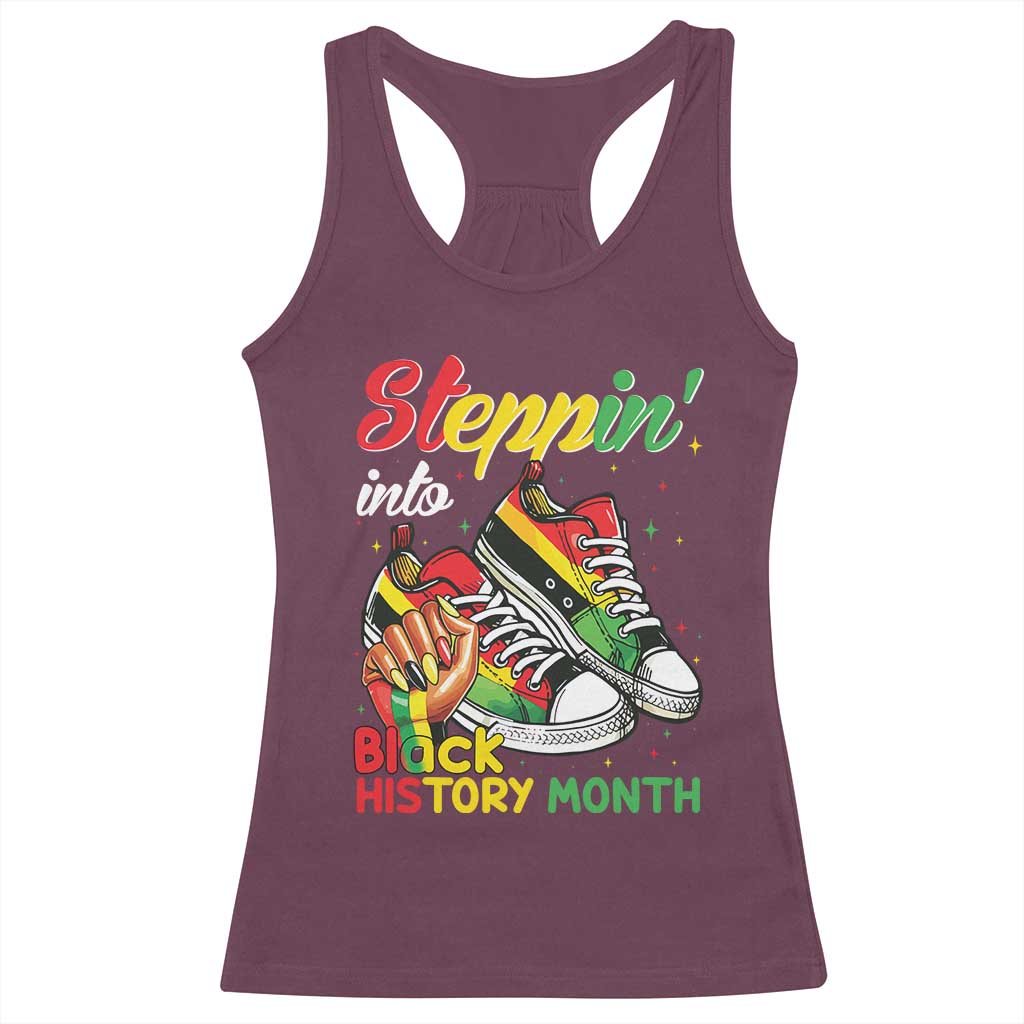 Stepping Into Black History Month Racerback Tank Top Proud Black Girls Sneakers