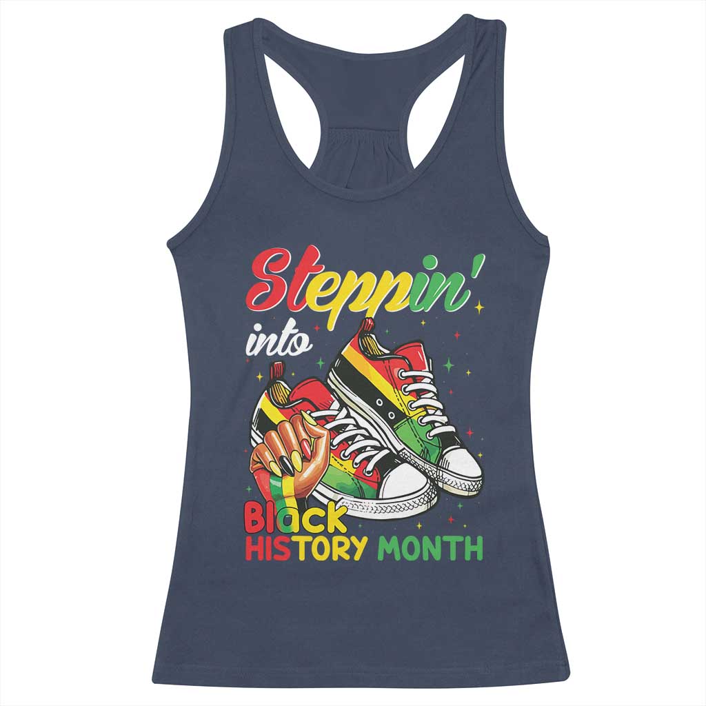 Stepping Into Black History Month Racerback Tank Top Proud Black Girls Sneakers