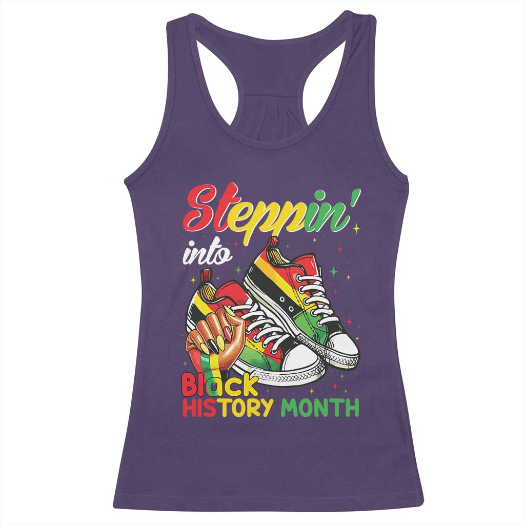Stepping Into Black History Month Racerback Tank Top Proud Black Girls Sneakers