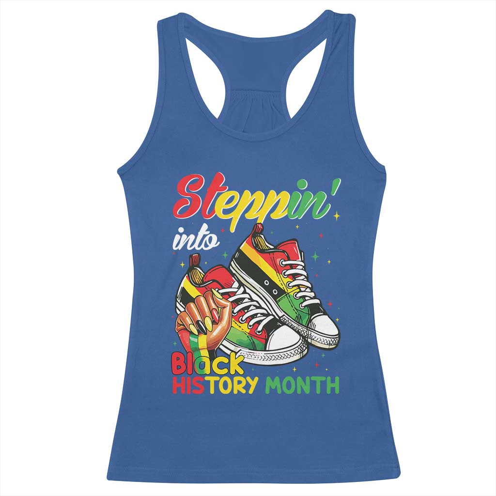 Stepping Into Black History Month Racerback Tank Top Proud Black Girls Sneakers
