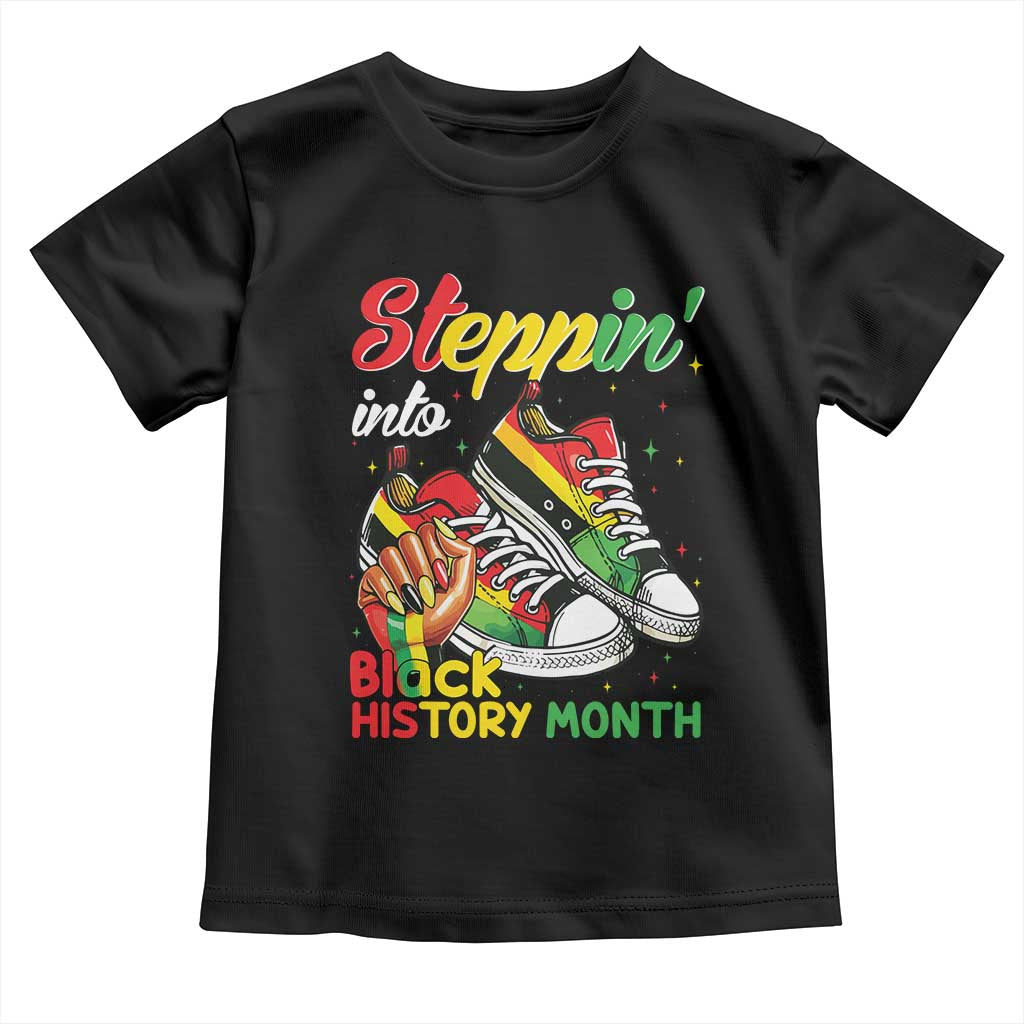 Stepping Into Black History Month Toddler T Shirt Proud Black Girls Sneakers