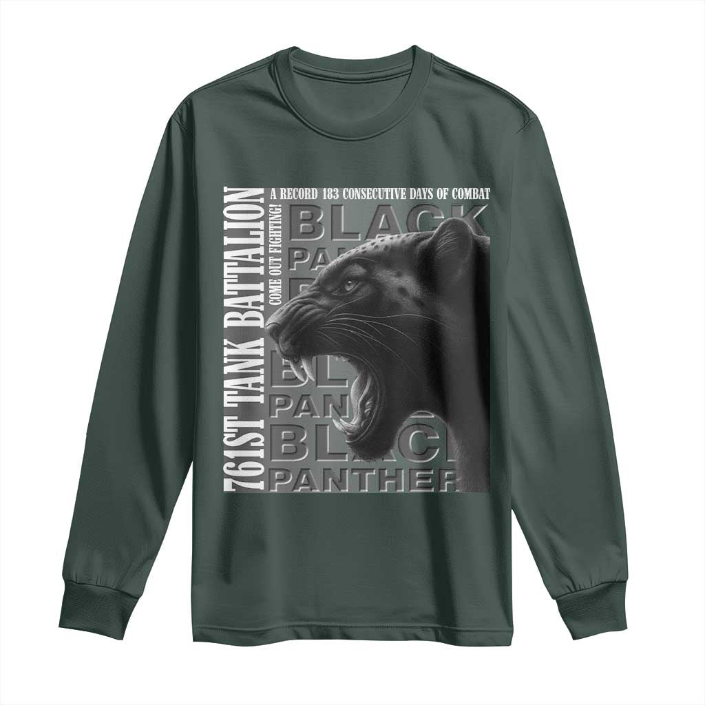 761st Tank Battalion WWII Military History Graphic Long Sleeve Shirt Come Out Fighting 183 Days Combat Black Panther Honor