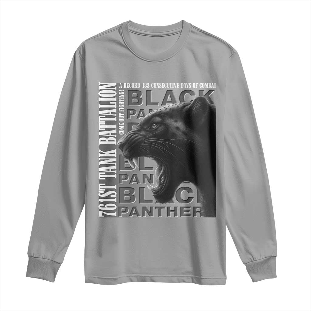 761st Tank Battalion WWII Military History Graphic Long Sleeve Shirt Come Out Fighting 183 Days Combat Black Panther Honor