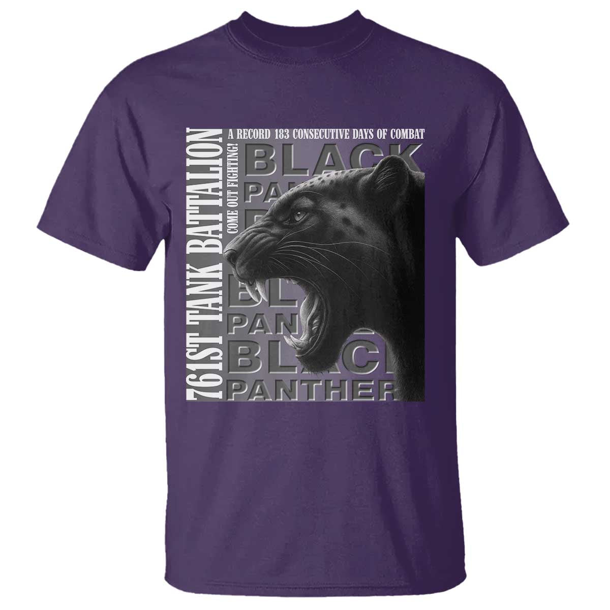 761st Tank Battalion WWII Military History Graphic T Shirt Come Out Fighting 183 Days Combat Black Panther Honor