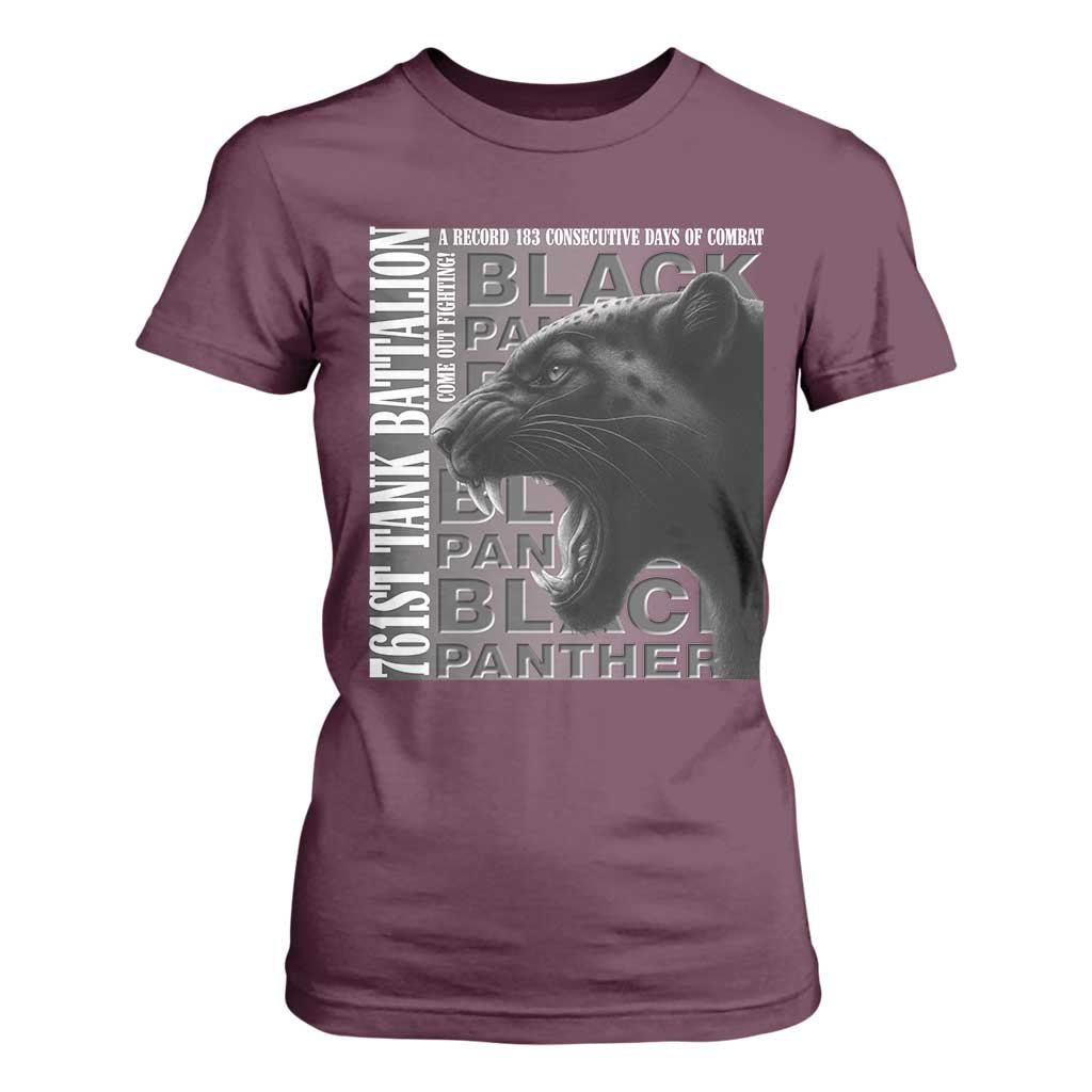 761st Tank Battalion WWII Military History Graphic T Shirt For Women Come Out Fighting 183 Days Combat Black Panther Honor