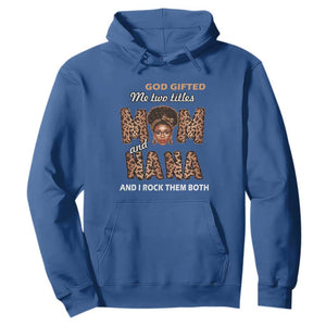 Black Afro Women Mother's Day Hoodie God Gifted Me Two Titles Mom And Nana I Rock Them Both