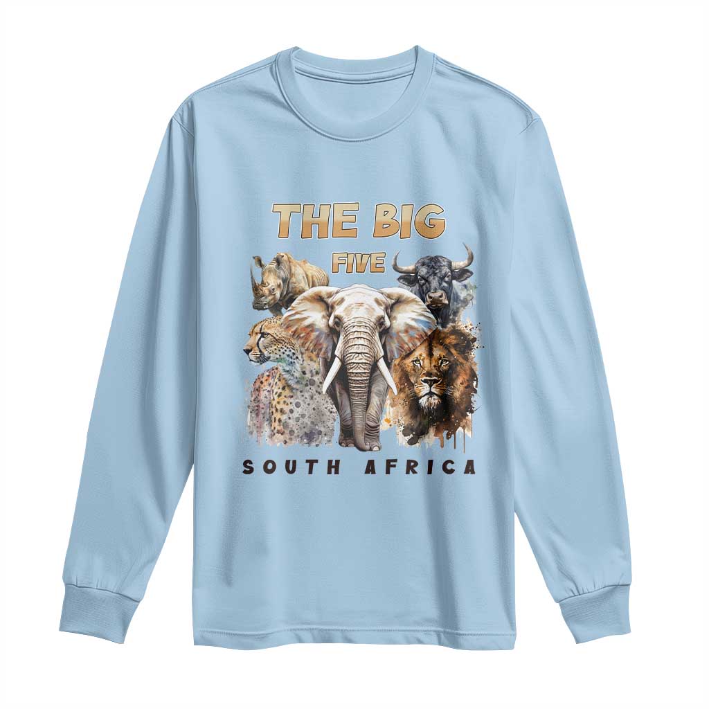 The Big Five South Africa Long Sleeve Shirt Elephant Lion Rhino Buffalo Leopard Animals Safari Wildlife
