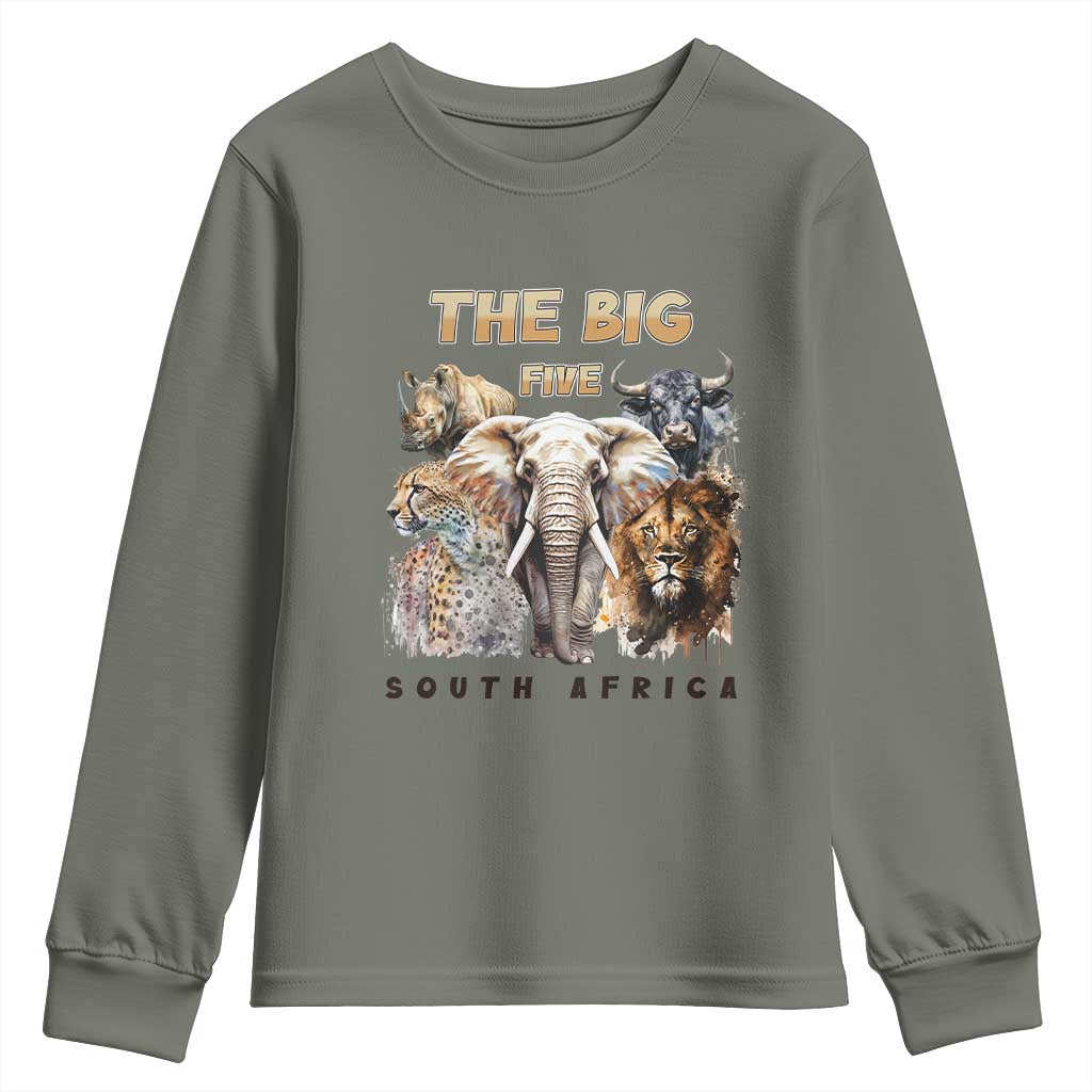 The Big Five South Africa Youth Sweatshirt Elephant Lion Rhino Buffalo Leopard Animals Safari Wildlife