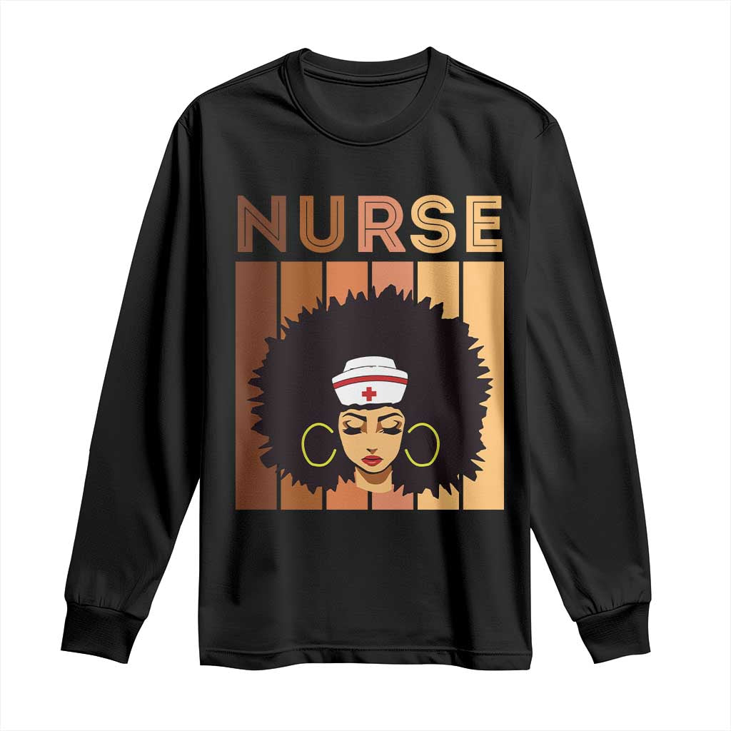 Black Nurse Long Sleeve Shirt Magic Afro Melanin RN Woman
