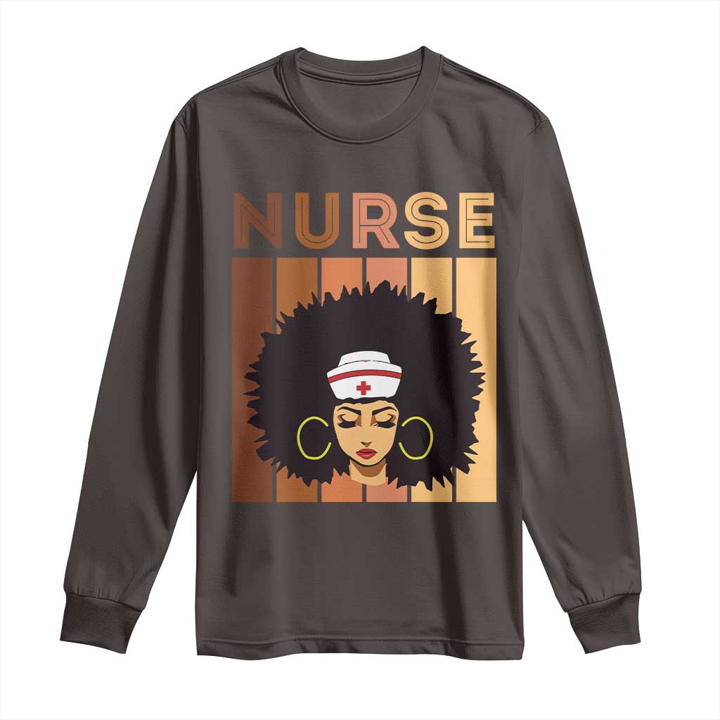 Black Nurse Long Sleeve Shirt Magic Afro Melanin RN Woman