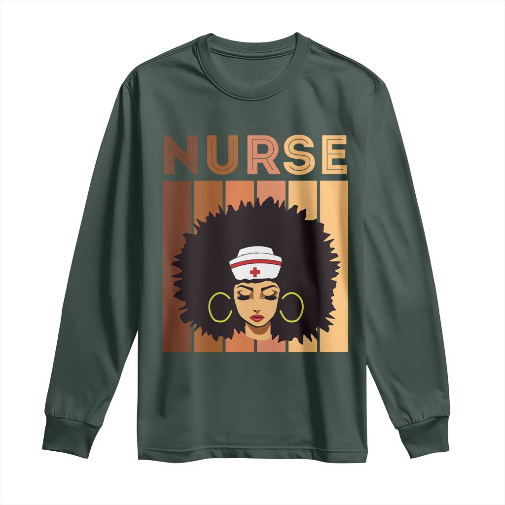 Black Nurse Long Sleeve Shirt Magic Afro Melanin RN Woman